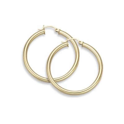 14K Yellow Gold Hoop Earrings - 1 3/4" diameter (4mm thickness)