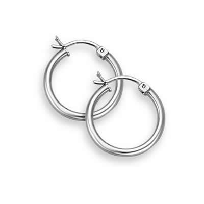 14K White Gold Hoop Earrings - 9/16" diameter (2mm thickness)