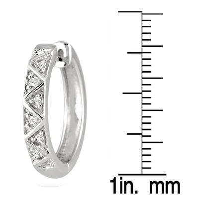 1/10 Carat Diamond Hoop Earrings in Solid .925 Sterling Silver