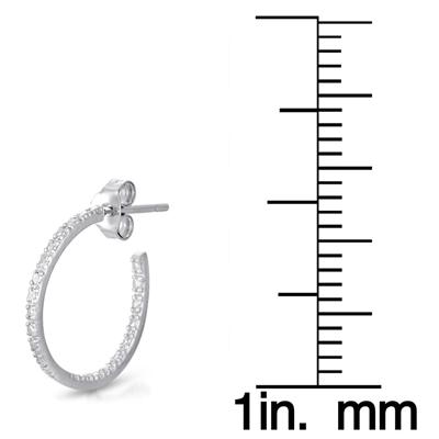 Diamond Hoop Earrings in Rhodium Plated Solid Brass