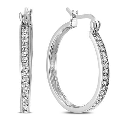 1/4 Carat TW Diamond Hoop Earring in .925 Sterling Silver