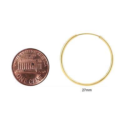 25mm Endless 14K Yellow Gold Filled Thin Hoop Earrings
