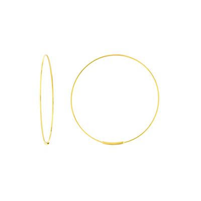 14K Solid Yellow Gold 1.5 Inch Endless Hoop Earrings