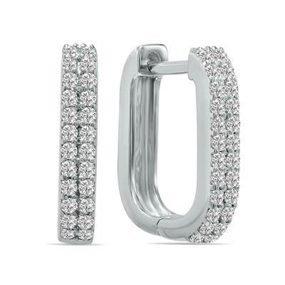 1/4 CTW Oval Lab Grown Diamond Huggies Hoop Earrings in 10K White Gold (F-G Color, VS1- VS2 Clarity)