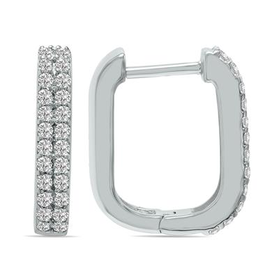 1/4 CTW Oval Lab Grown Diamond Huggies Hoop Earrings in 10K White Gold (F-G Color, VS1- VS2 Clarity)