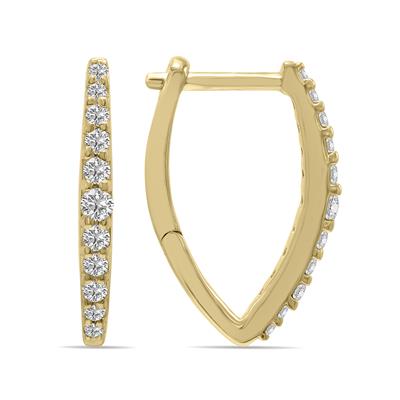 1/4 CTW Heart Shape Lab Grown Diamond Huggies Hoop Earrings in 10K Yellow Gold (F-G Color, VS1- VS2 Clarity)