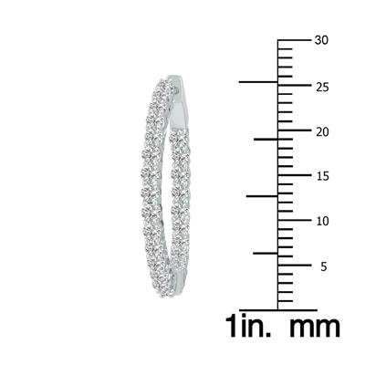 2 Carat TW Round Lab Grown Diamond Hoop Earrings in 14K White Gold