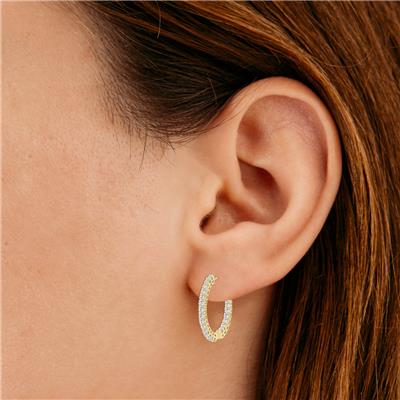 5 Carat TW Round Lab Grown Diamond Hoop Earrings in 14K Yellow Gold