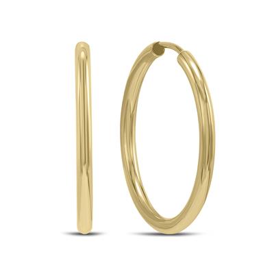 14K Yellow Gold Endless Round Hoop Earrings