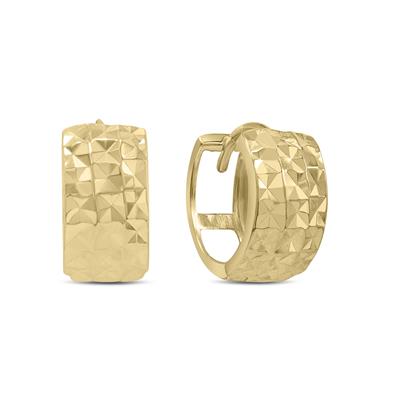 Endless Diamond Cut Huggie Hoop Earrings in 10K Yellow Gold