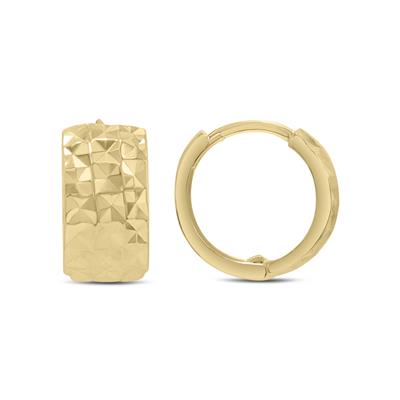 Endless Diamond Cut Huggie Hoop Earrings in 10K Yellow Gold