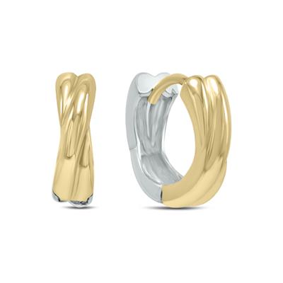 10K Two-Toned Endless Huggie Hoop Earrings