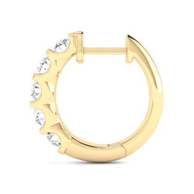 1/2 Carat TW Natural Channel Set Diamond Hoop Earrings in 14K Yellow Gold