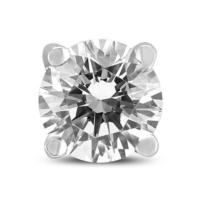 3/8 Carat Round Single Stud Diamond Earring in 14K White Gold