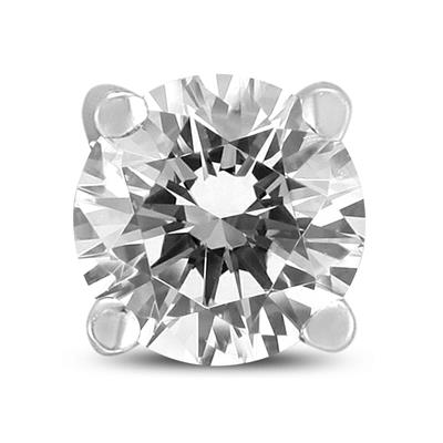 AGS Certified 3/4 Carat Round Single Stud Diamond Earring in 14K White Gold
