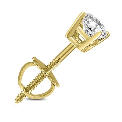 1/4 Carat Round Single Solitaire Stud Diamond Earring in 14K Yellow Gold