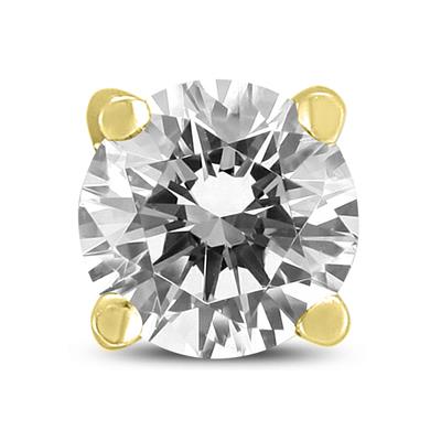 1/2 Carat Round Single Stud Diamond Earring in 14K Yellow Gold