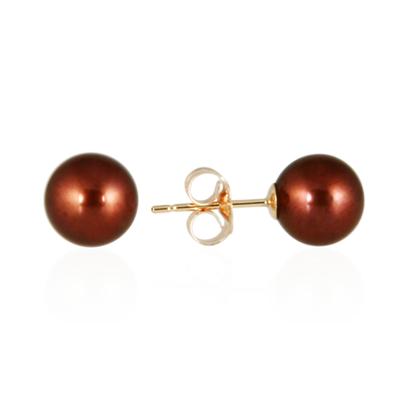 8-8.5MM Natural Freshwater Chocolate Pearl Stud Earring in 14K Gold  