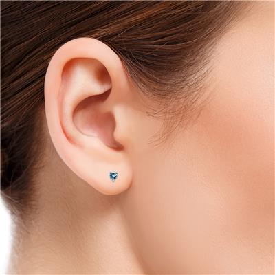 All-Natural Genuine 5mm Heart Shape Aquamarine Earrings in .925 Sterling Silver