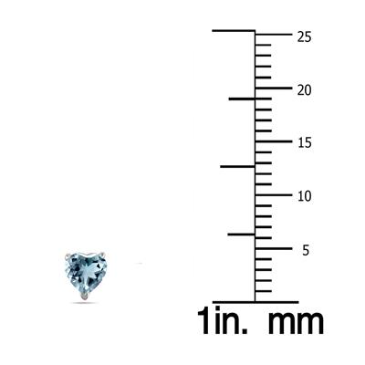 All-Natural Genuine 5mm Heart Shape Aquamarine Earrings in .925 Sterling Silver