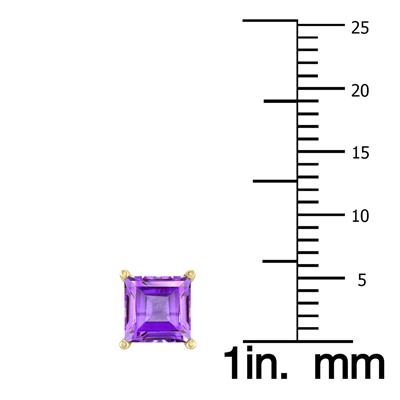 14K Yellow Gold 5MM Square Amethyst Earrings