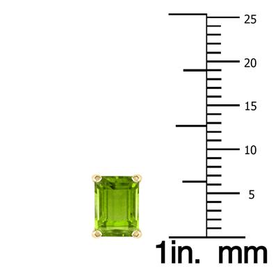 14K Yellow Gold 6x4MM Emerald Shaped Peridot Earrings