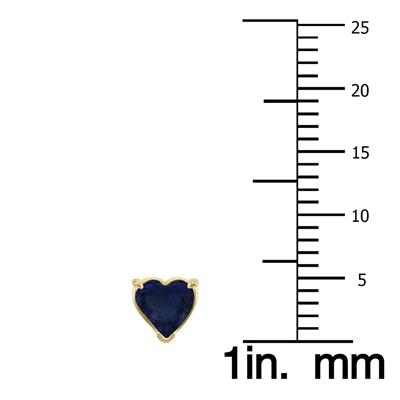 14K Yellow Gold 4MM Heart Sapphire Earrings