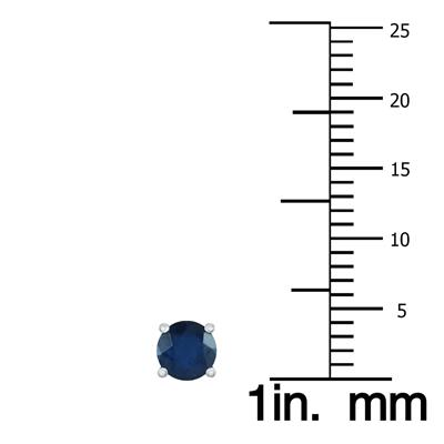 14K White Gold 4MM Round Sapphire Earrings