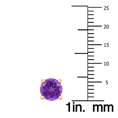 14K Yellow Gold 6MM Round Amethyst Earrings