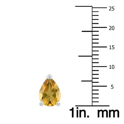 14K White Gold 8x6MM Pear Citrine Earrings