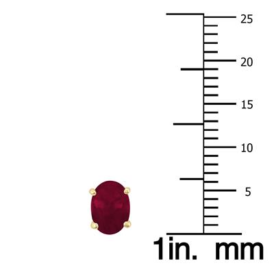 14K Yellow Gold 6x4MM Oval Ruby Earrings
