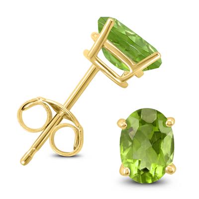 14K Yellow Gold 8x6MM Oval Peridot Earrings