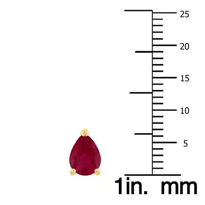 14K Yellow Gold 6x4MM Pear Ruby Earrings