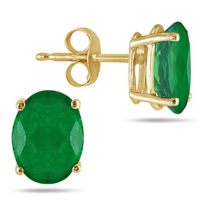 5x3mm Oval Emerald Earrings in 14K Yellow Gold