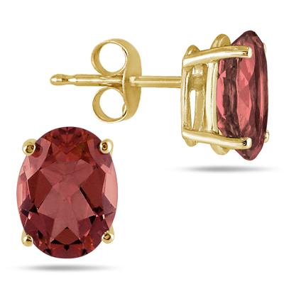 All-Natural Genuine 5x3 mm, Oval Garnet earrings set in 14k Yellow gold