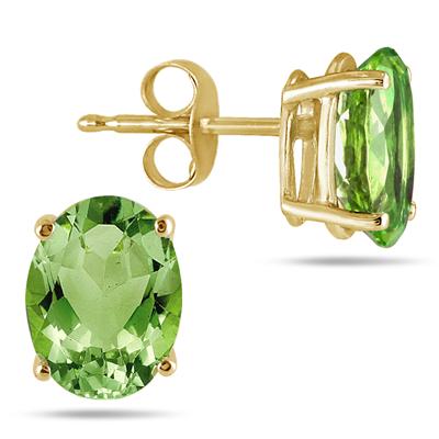 All-Natural Genuine 5x3 mm, Oval Peridot earrings set in 14k Yellow gold