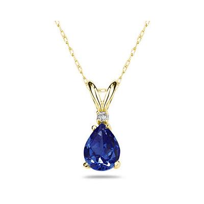 8X6mm Pear Sapphire and Diamond Stud Pendant in 14K Yellow Gold