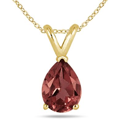 All-Natural Genuine 5x3 mm, Pear Shape Garnet pendant set in 14k Yellow gold