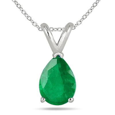 6x4MM All Natural Pear Emerald Stud Pendant in .925 Sterling Silver