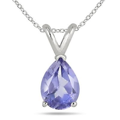 6x4MM All Natural Pear Tanzanite Stud Pendant in .925 Sterling Silver