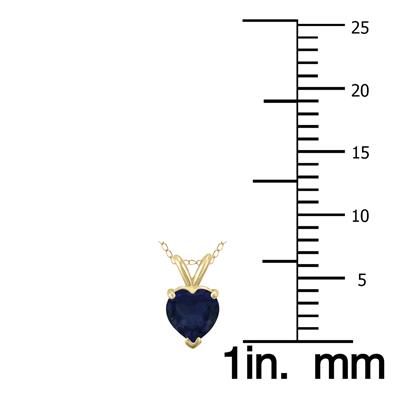 14K Yellow Gold 4MM Heart Sapphire Pendant