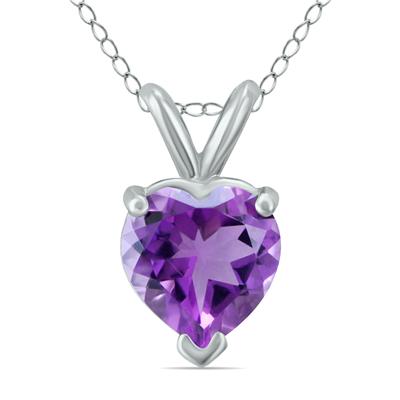 14K White Gold 5MM Heart Amethyst Pendant