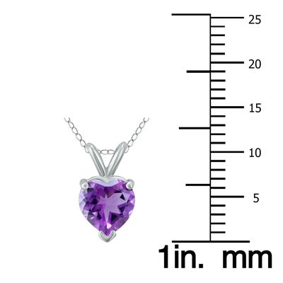 14K White Gold 5MM Heart Amethyst Pendant