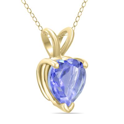 14K Yellow Gold 5MM Heart Tanzanite Pendant