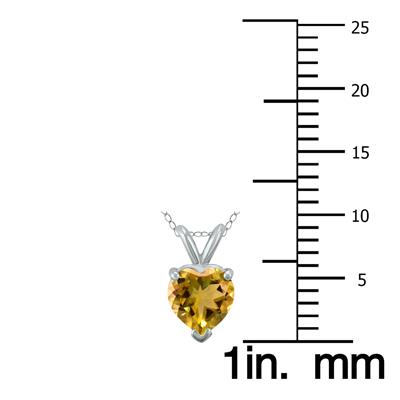 14K White Gold 6MM Heart Citrine Pendant