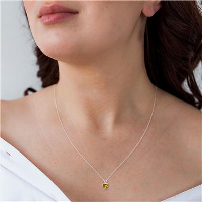 14K White Gold 6MM Heart Citrine Pendant