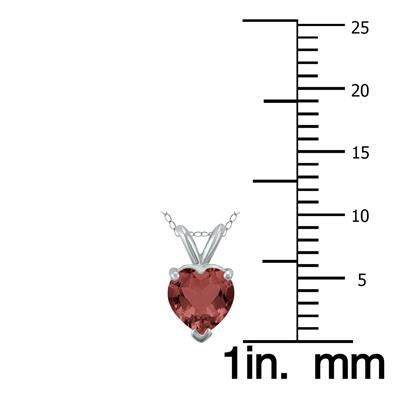 14K White Gold 6MM Heart Garnet Pendant