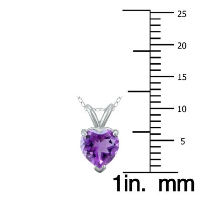 14K White Gold 7MM Heart Amethyst Pendant
