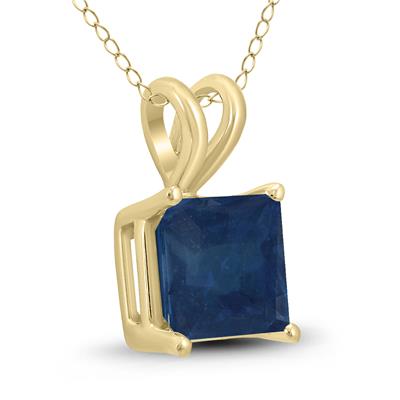 14K Yellow Gold 4MM Square Sapphire Pendant