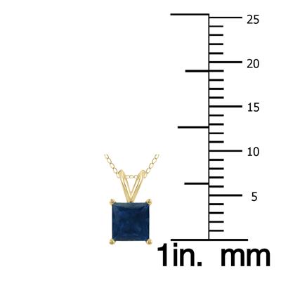 14K Yellow Gold 4MM Square Sapphire Pendant